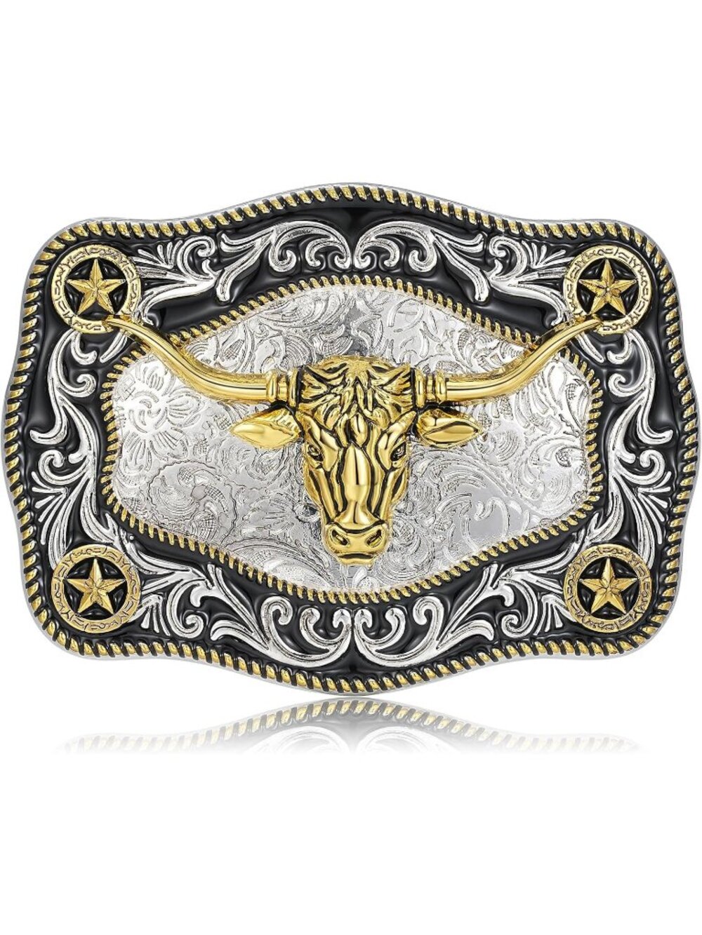 Unisex 2 Longhorn Vintage Longhorn Bull Texas Cowboy Belt Buckle